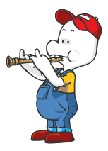 Dood playing a flute